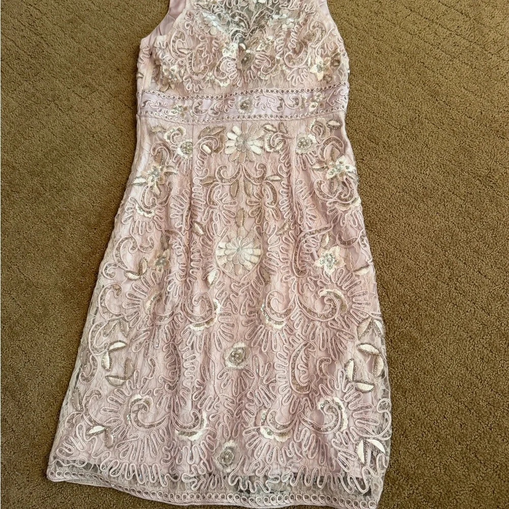 Sue Wong Pink Floral Embroidered Midi Dress - Picture 7 of 9